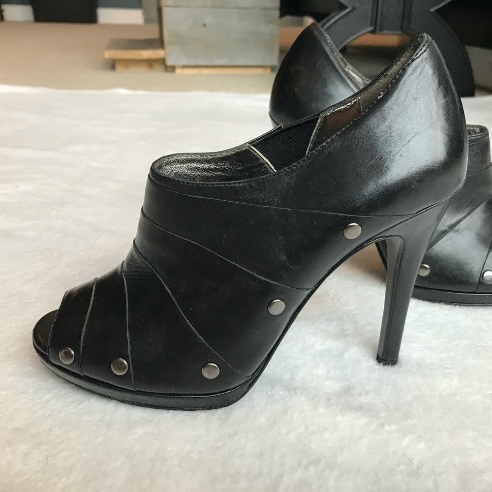 Diane Von Furstenberg black leather studded booties